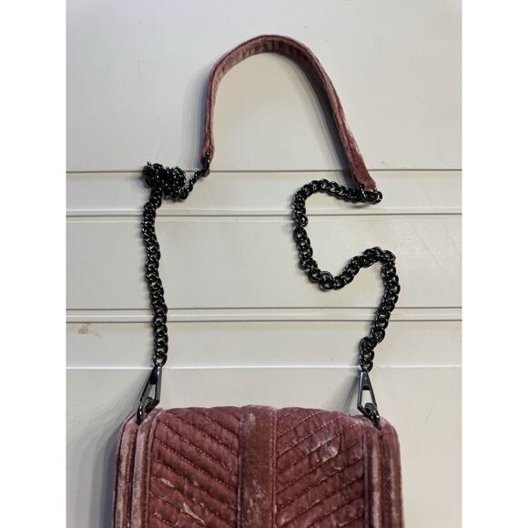 Rebecca Minkoff Pink Love Velvet Chevron Crossbody Bag Chain - Picture 3 of 8